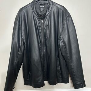 Claiborne Men's Black Lightweight Faux Leather Jacket XLT